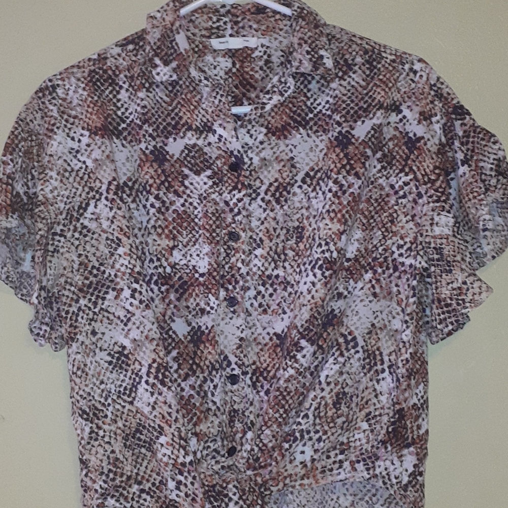 Printed button down blouse